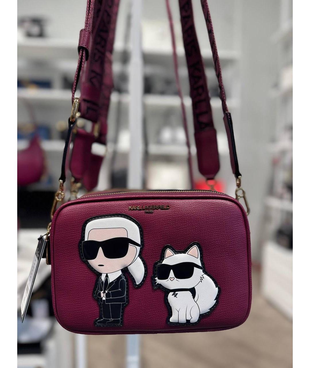 KARL LAGERFELD Бордовая сумка через плечо из искусственной кожи, фото 7