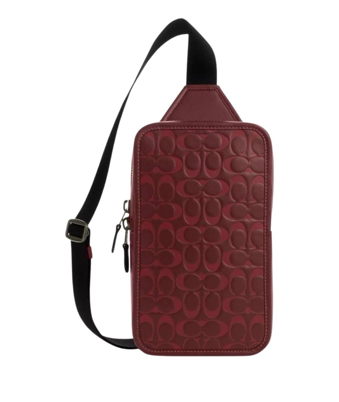 COACH Бордовая кожаная сумка на плечо, фото 1