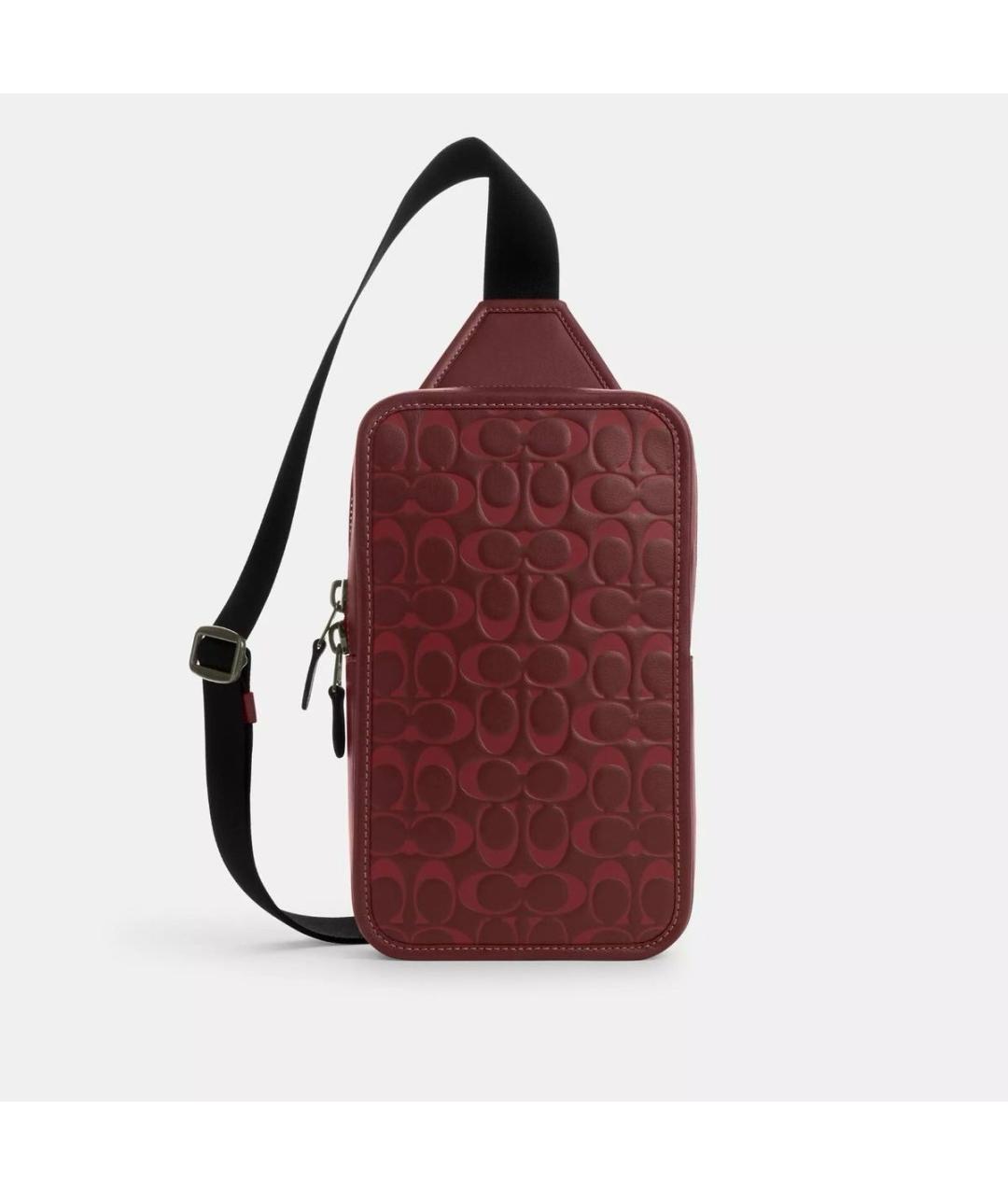 COACH Бордовая кожаная сумка на плечо, фото 5