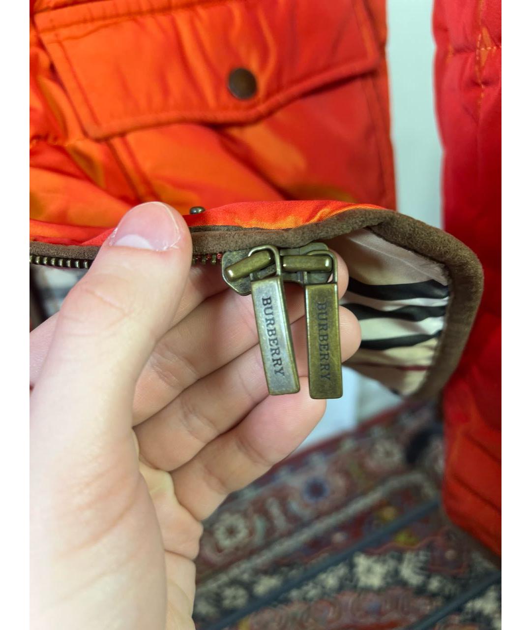BURBERRY Оранжевая полиэстеровая куртка, фото 5