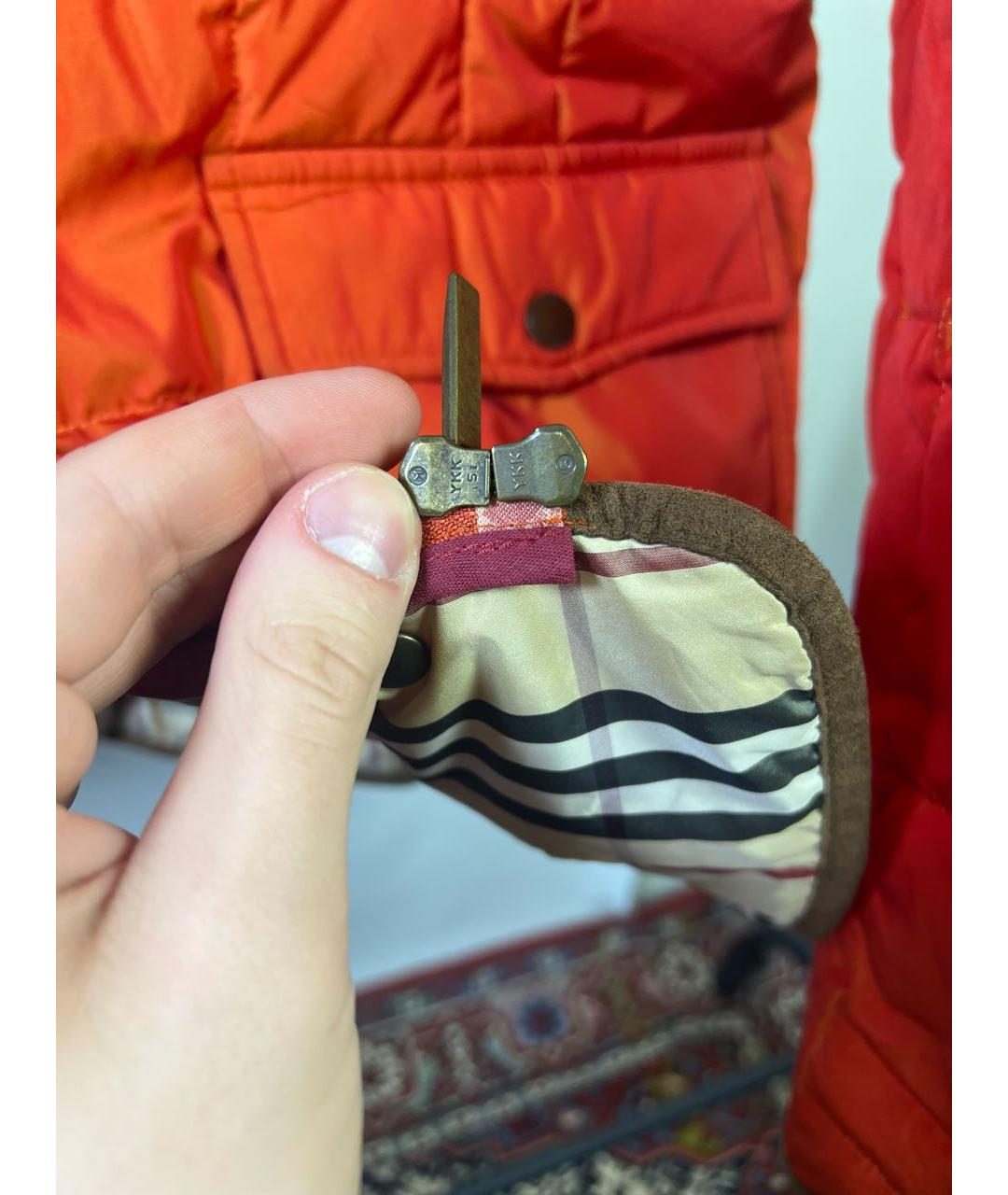 BURBERRY Оранжевая полиэстеровая куртка, фото 4