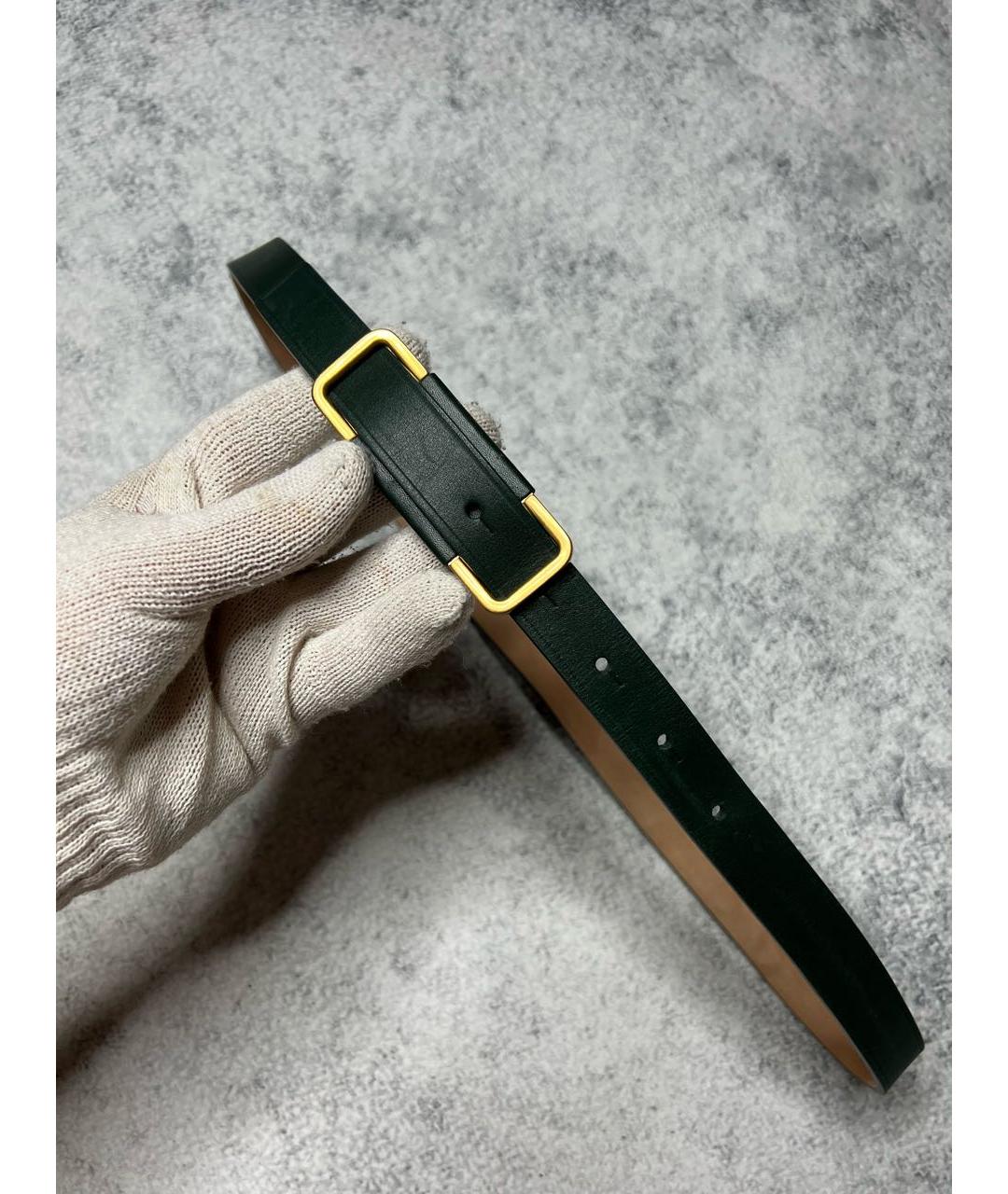 LORO PIANA Зеленый кожаный ремень, фото 6