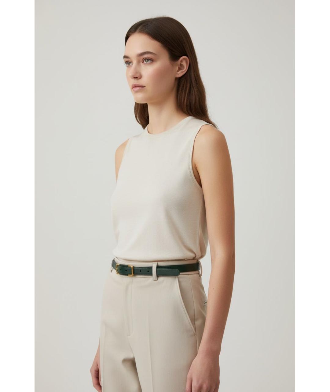 LORO PIANA Зеленый кожаный ремень, фото 2