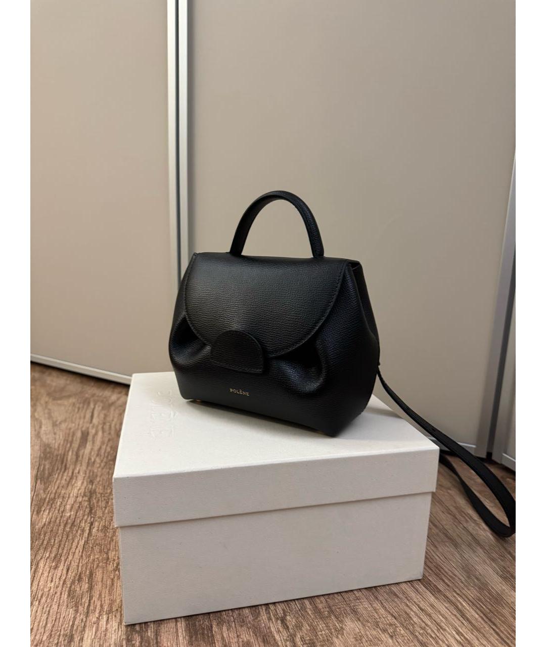 POLENE Черная кожаная сумка через плечо, фото 2