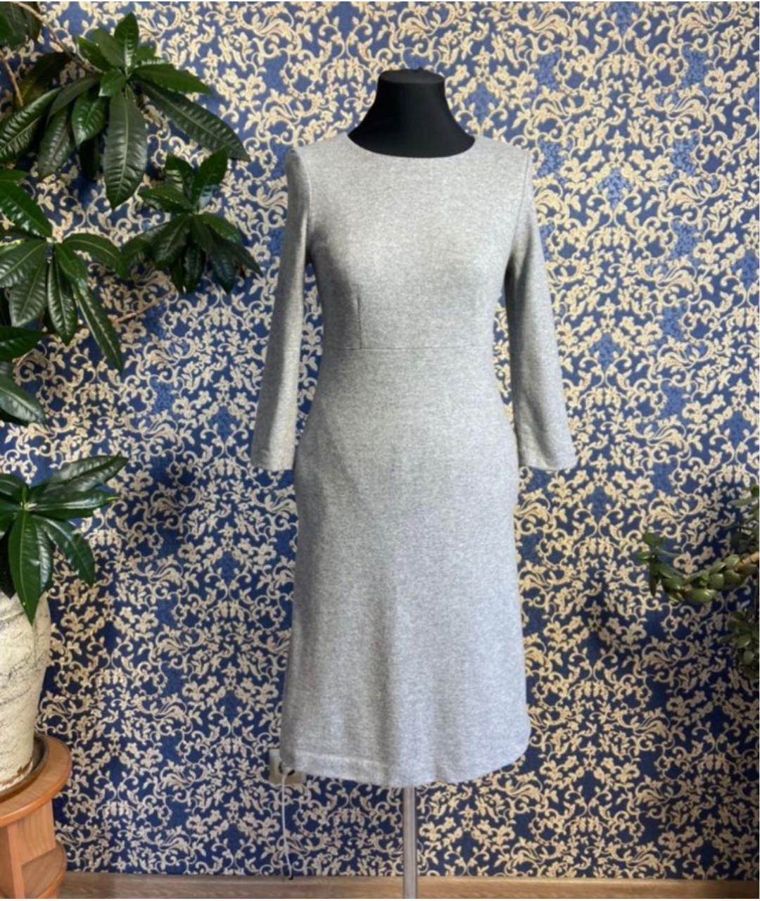 PESERICO Серое шерстяное повседневное платье, фото 9