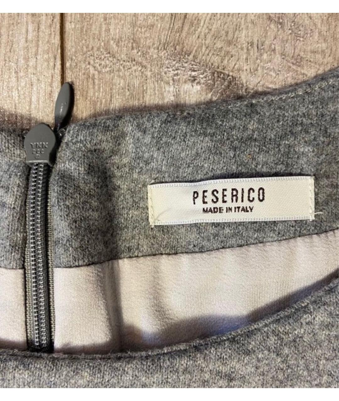 PESERICO Серое шерстяное повседневное платье, фото 5