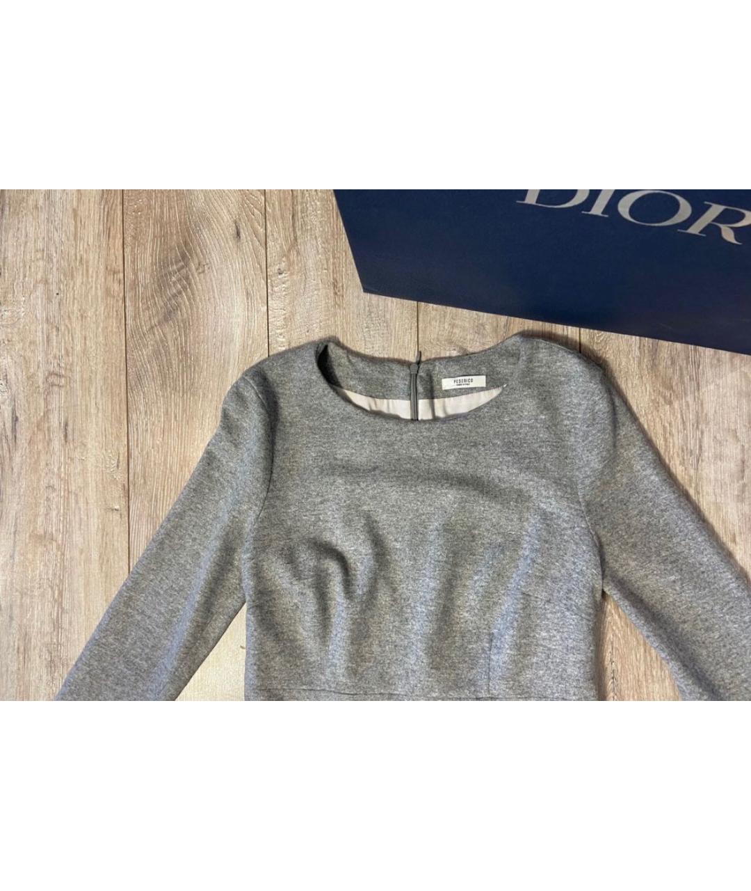 PESERICO Серое шерстяное повседневное платье, фото 4