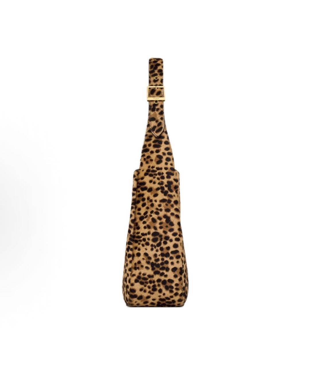 SAINT LAURENT Коричневая меховая сумка тоут, фото 3