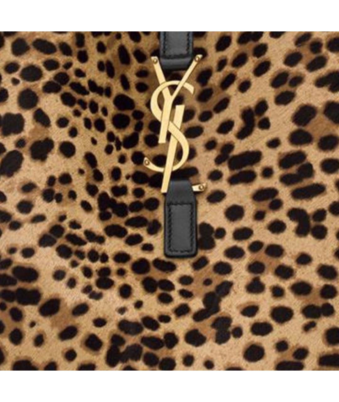 SAINT LAURENT Коричневая меховая сумка тоут, фото 5