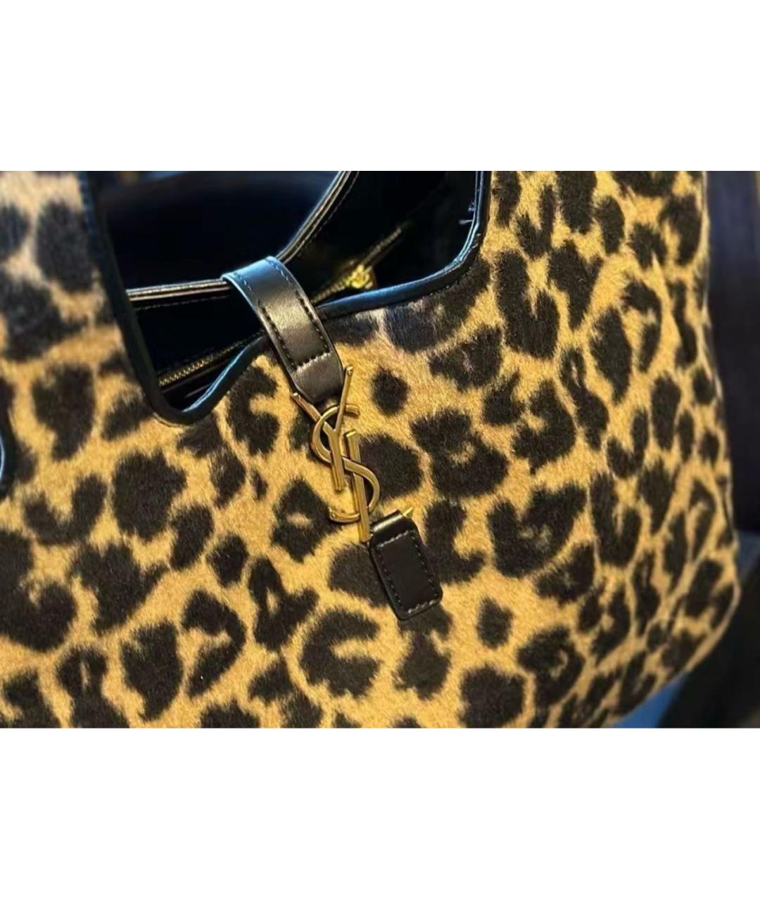 SAINT LAURENT Коричневая меховая сумка тоут, фото 7