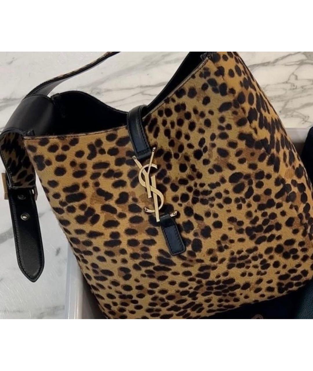 SAINT LAURENT Коричневая меховая сумка тоут, фото 6