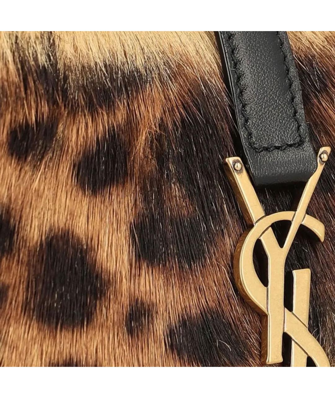 SAINT LAURENT Коричневая меховая сумка через плечо, фото 4