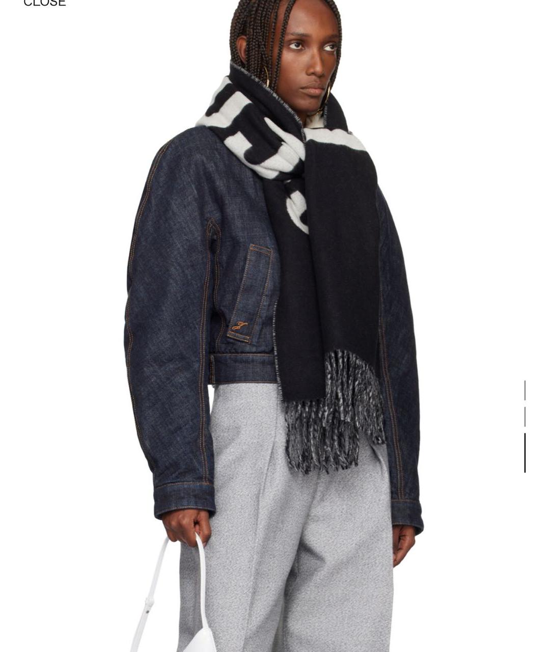 JACQUEMUS Черный шерстяной шарф, фото 3