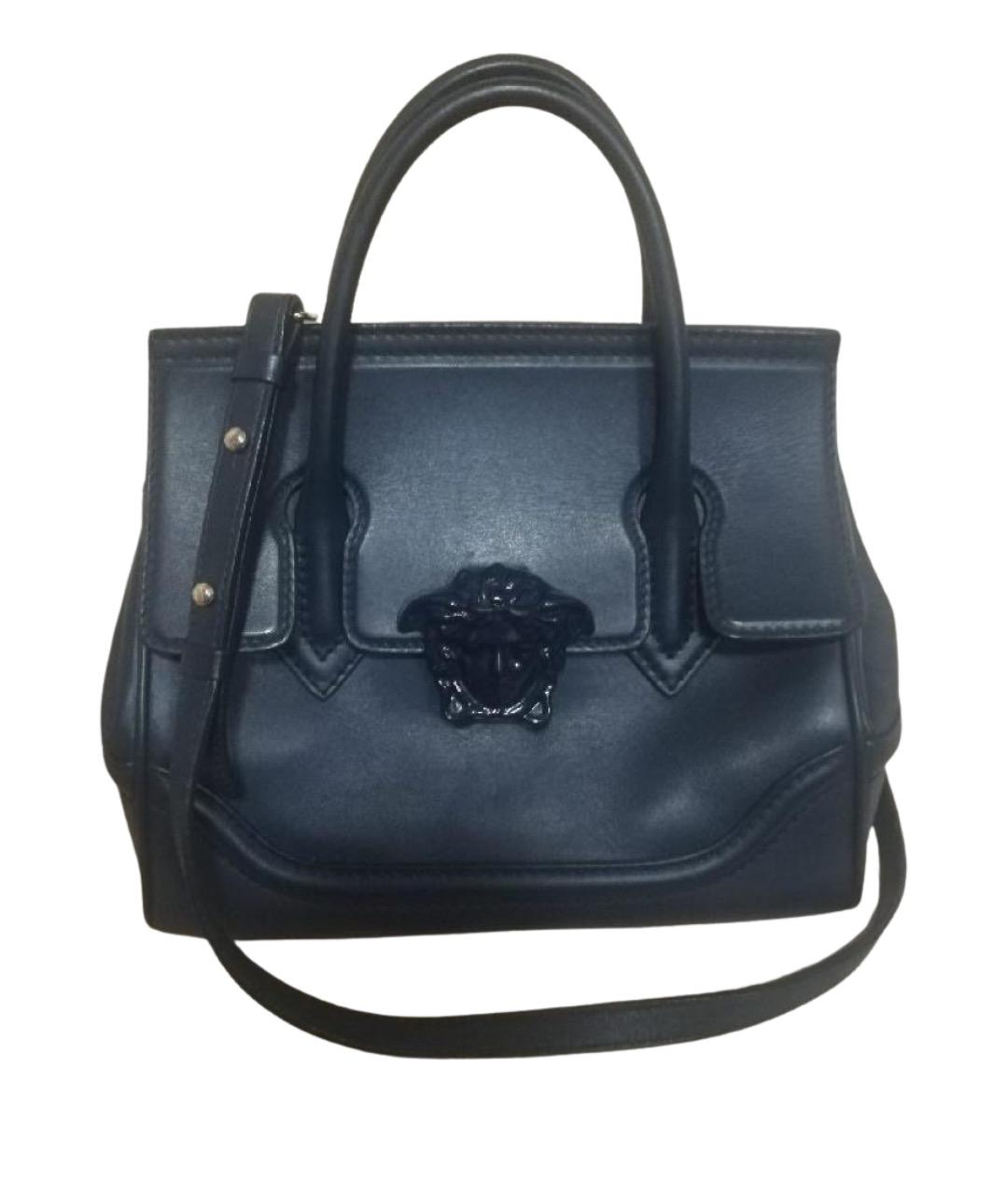 VERSACE Темно-синяя кожаная сумка через плечо, фото 1