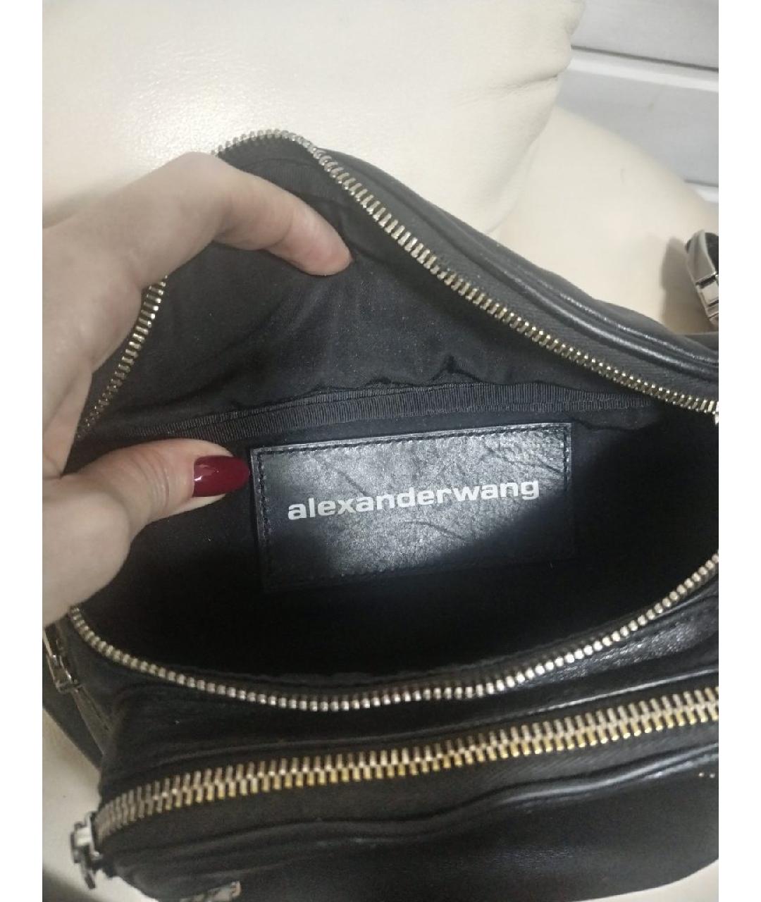 ALEXANDER WANG Черная кожаная поясная сумка, фото 7