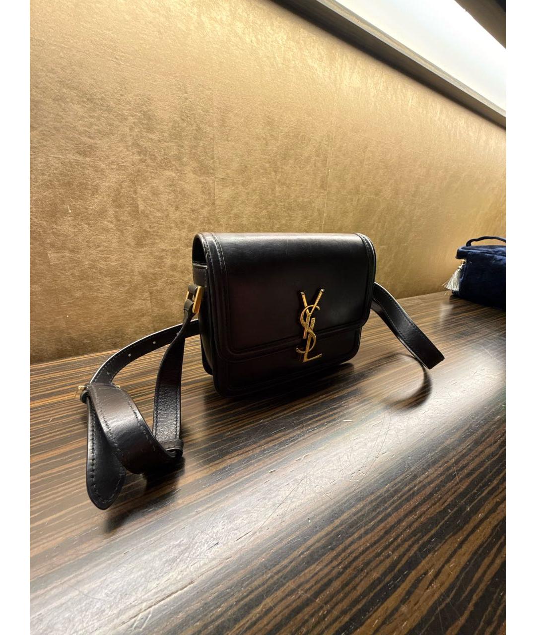 SAINT LAURENT Черная кожаная сумка через плечо, фото 2