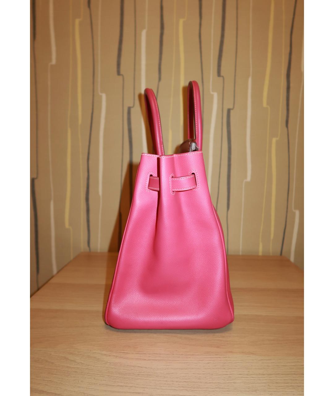 HERMES Розовая кожаная сумка с короткими ручками, фото 6