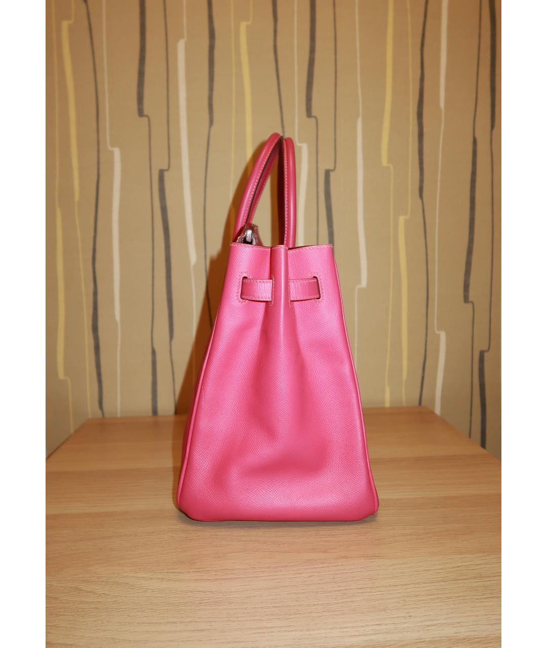 HERMES Розовая кожаная сумка с короткими ручками, фото 3