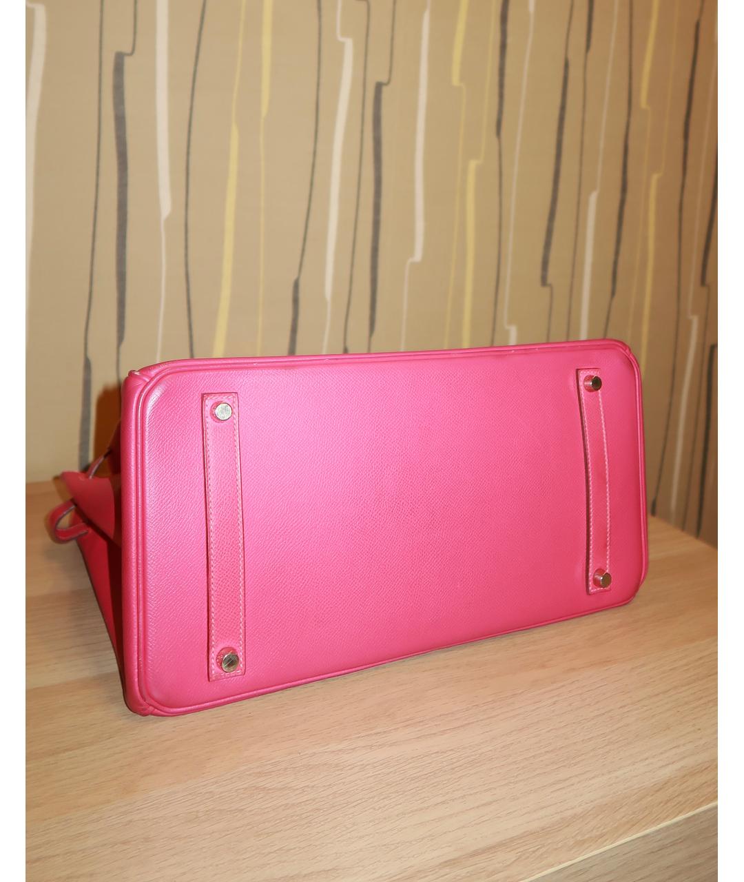 HERMES Розовая кожаная сумка с короткими ручками, фото 4