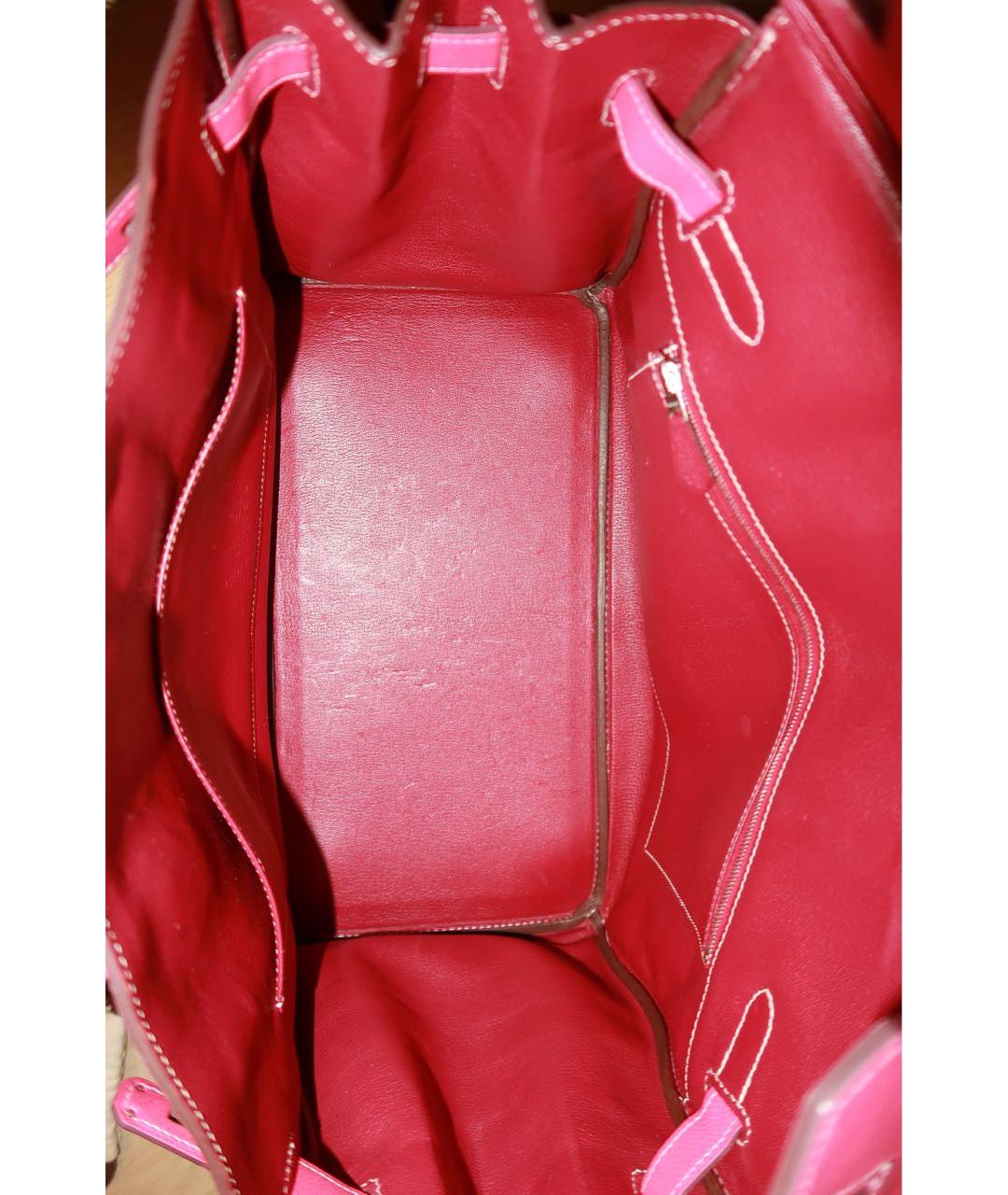 HERMES Розовая кожаная сумка с короткими ручками, фото 6