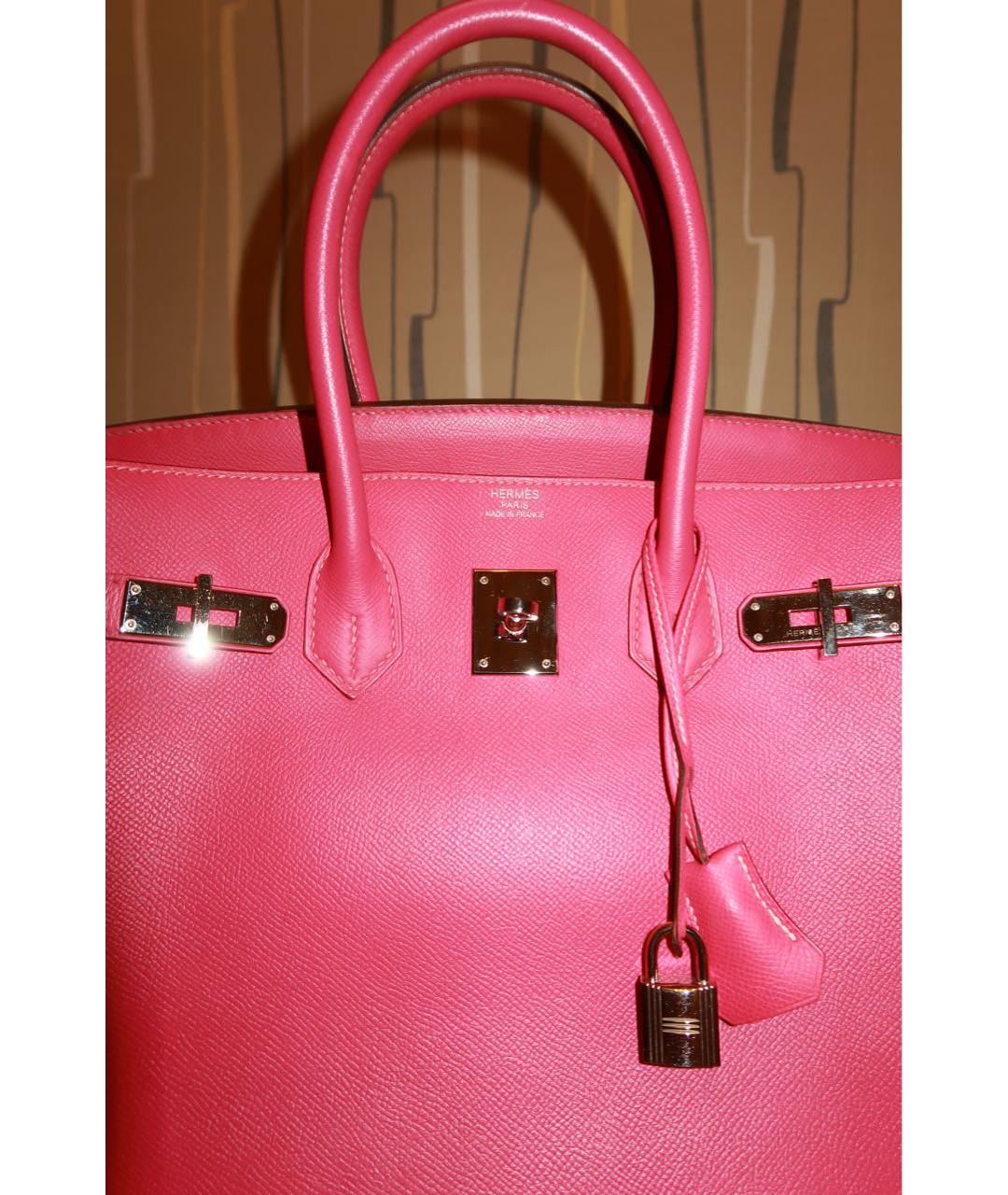 HERMES Розовая кожаная сумка с короткими ручками, фото 7
