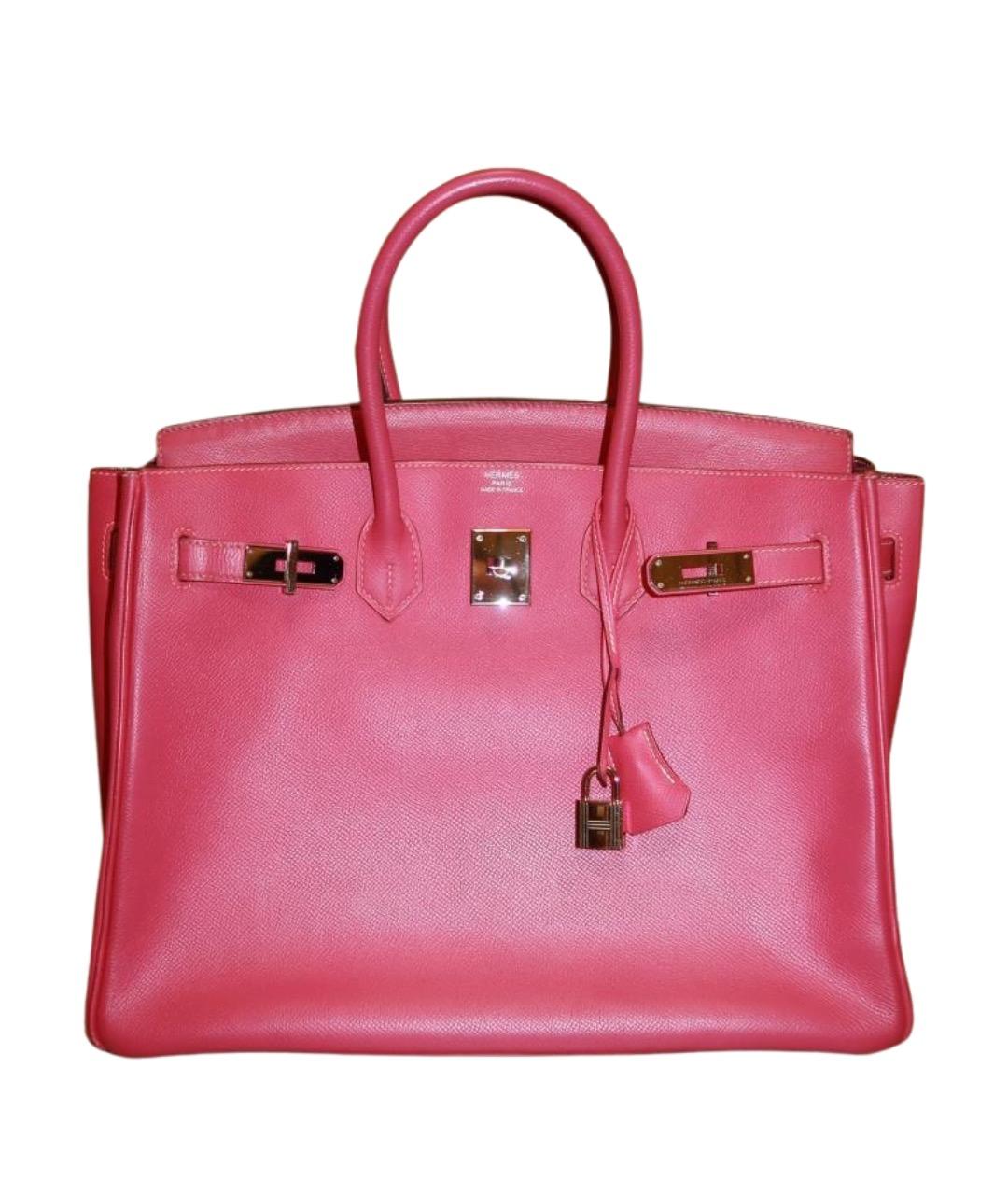 HERMES Розовая кожаная сумка с короткими ручками, фото 1