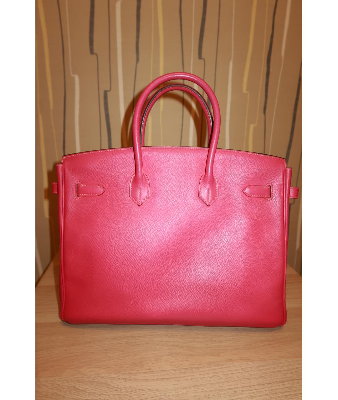 HERMES Розовая кожаная сумка с короткими ручками, фото 2