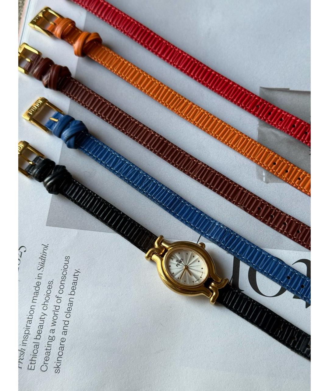 FENDI Золотые позолоченные часы, фото 6