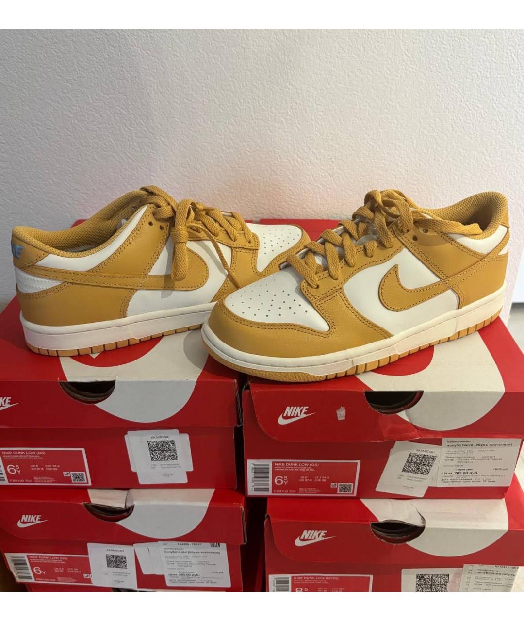 NIKE Горчичные кожаные кроссовки, фото 4