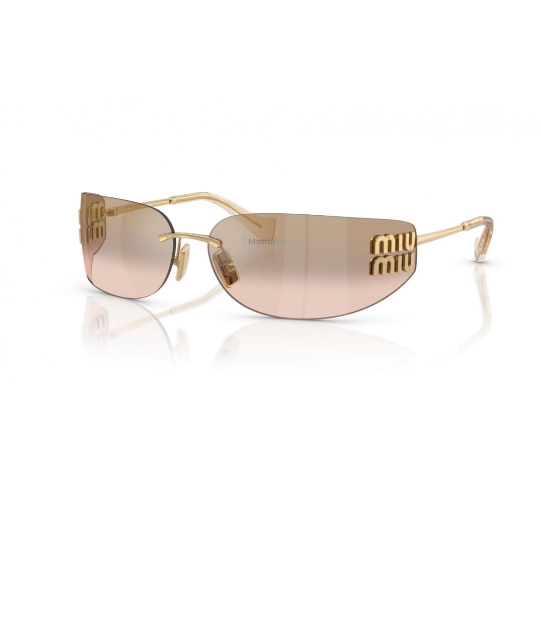 MIU MIU Золотые металлические солнцезащитные очки, фото 6