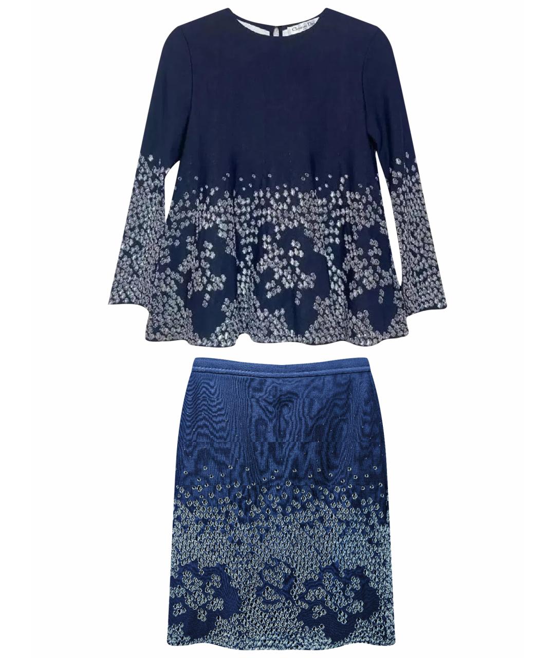 CHRISTIAN DIOR Темно-синий хлопковый костюм с юбками, фото 1