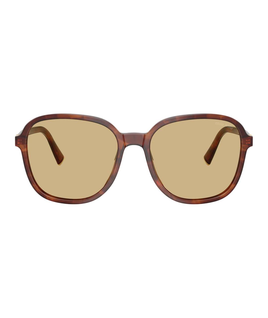 MIU MIU Коричневые пластиковые солнцезащитные очки, фото 2