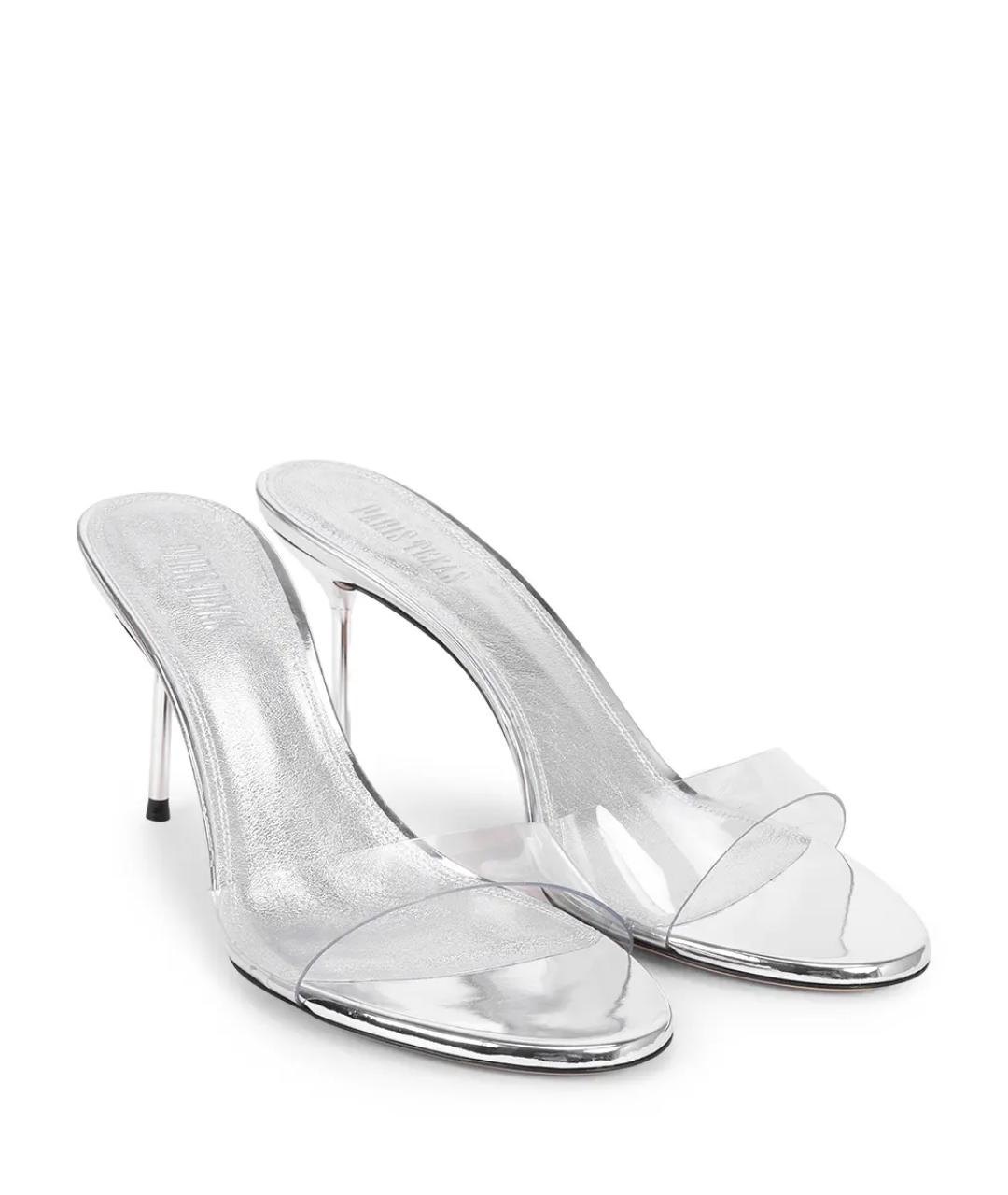 PARIS TEXAS Серебряные кожаные мюли, фото 2