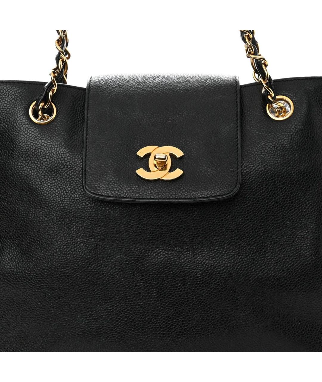 CHANEL Черная кожаная сумка тоут, фото 5