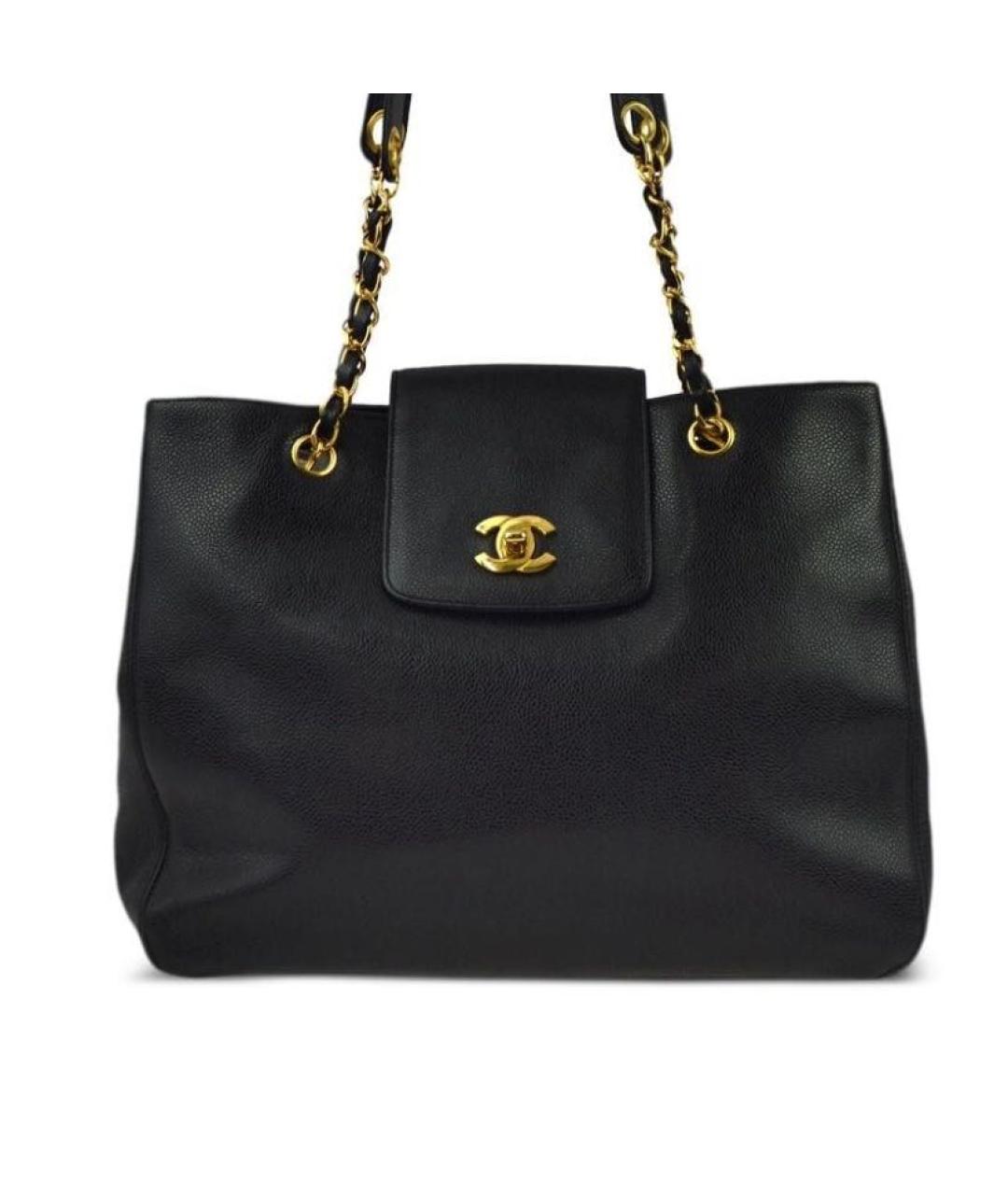 CHANEL Черная кожаная сумка тоут, фото 2