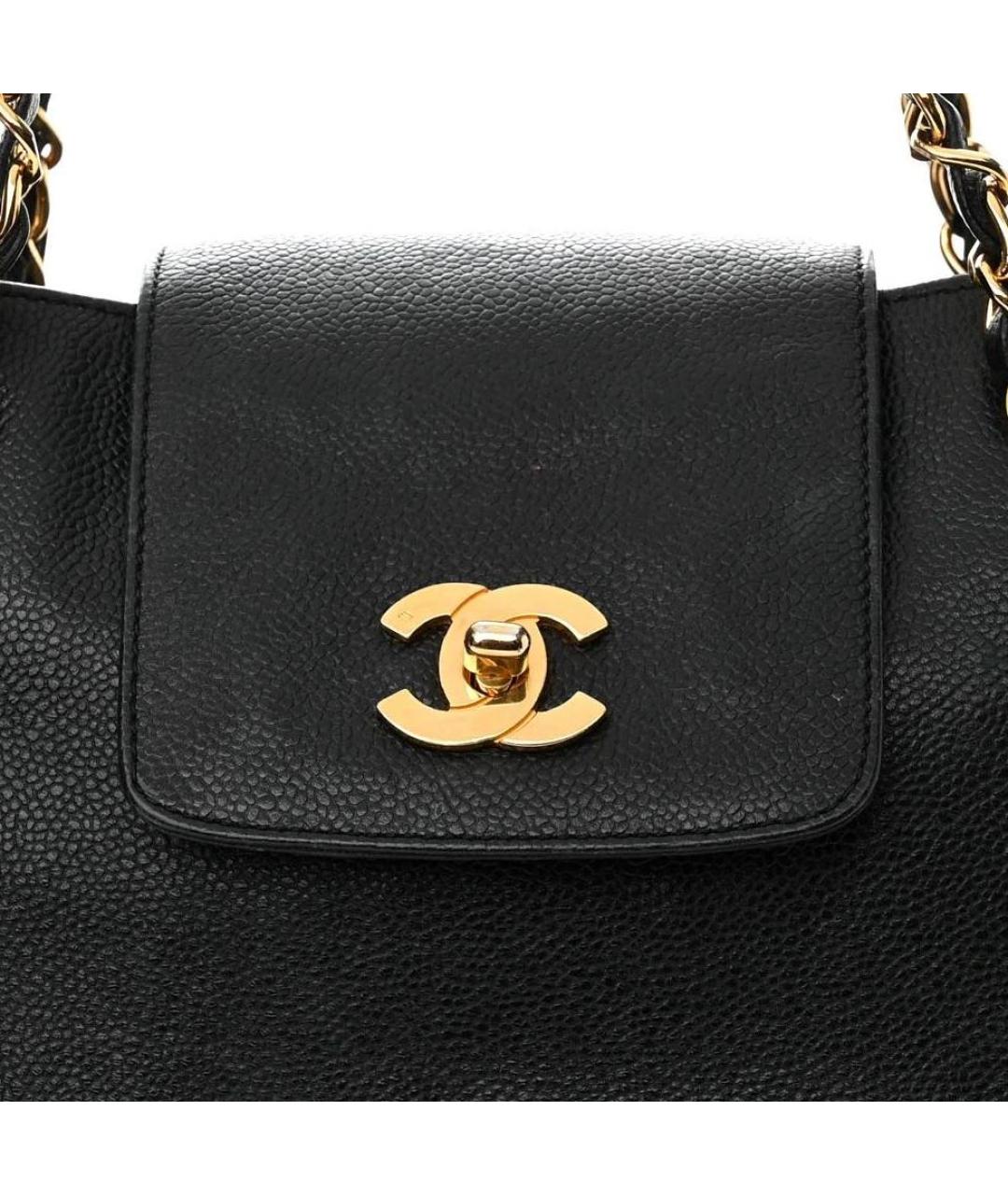 CHANEL Черная кожаная сумка тоут, фото 9