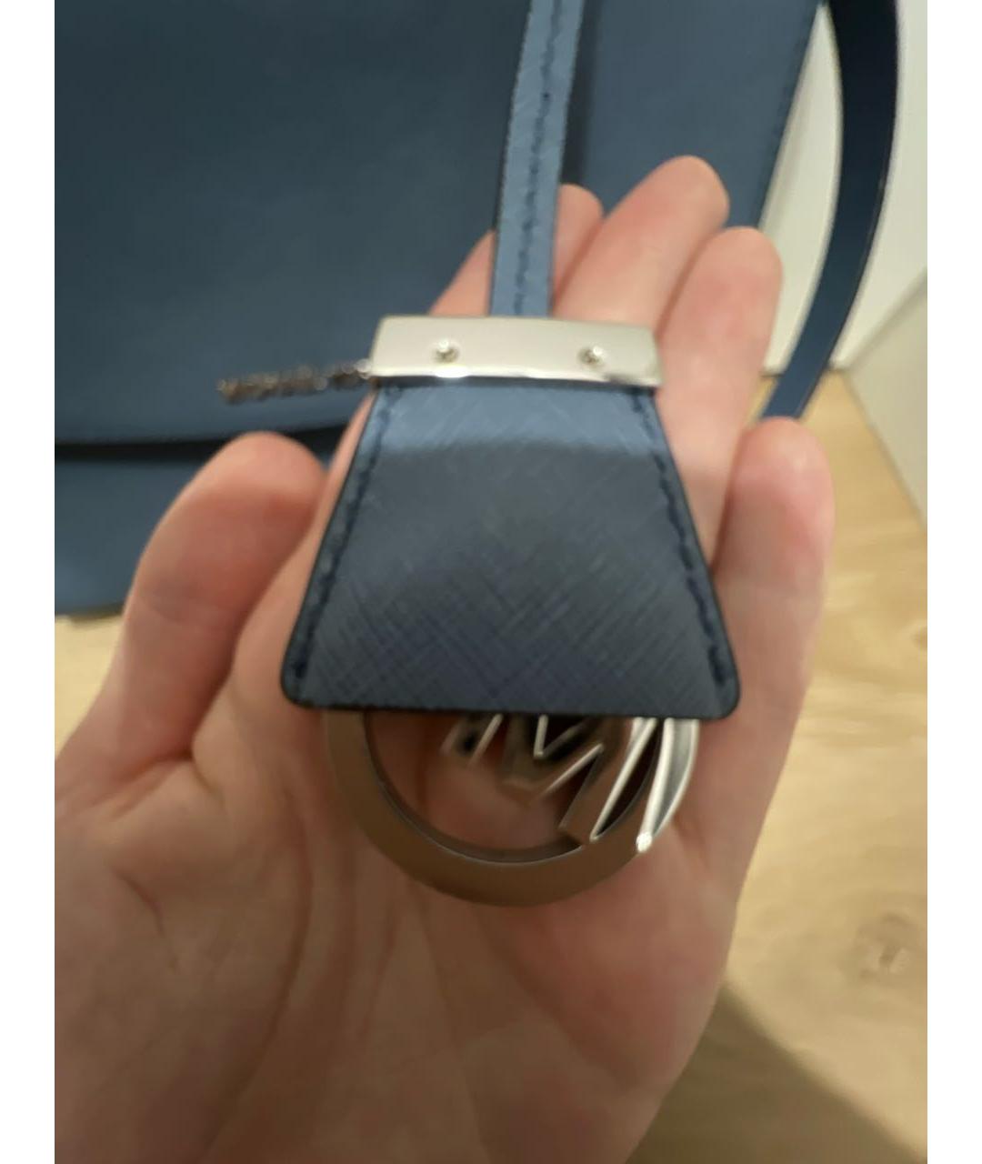 MICHAEL KORS Голубая кожаная сумка с короткими ручками, фото 7