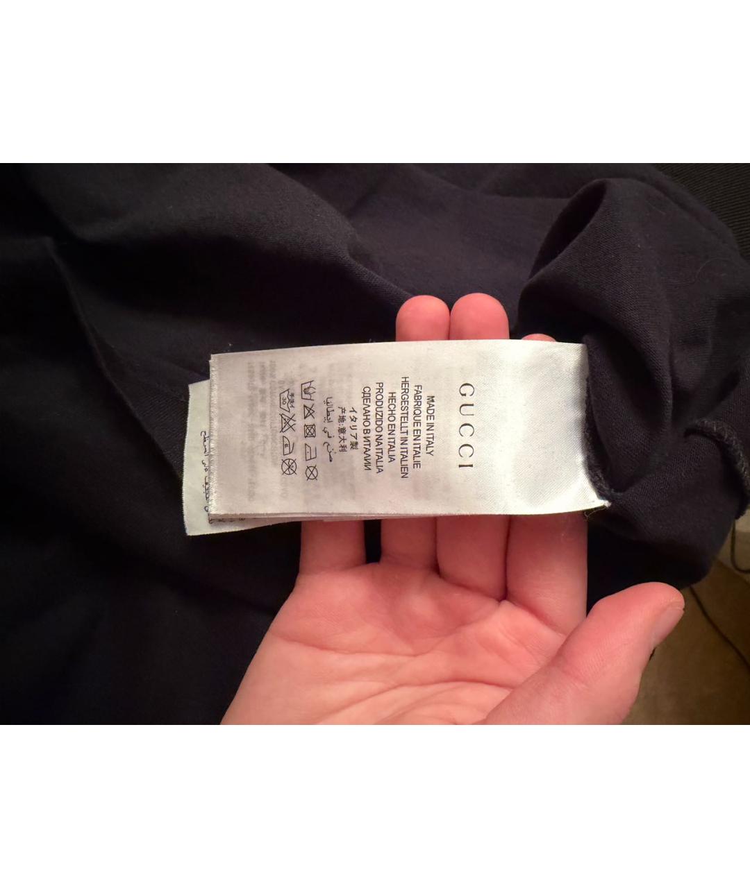 GUCCI Черная хлопковая футболка, фото 6