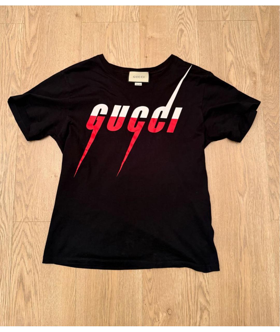 GUCCI Черная хлопковая футболка, фото 7