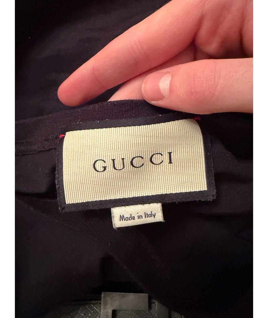 GUCCI Черная хлопковая футболка, фото 3