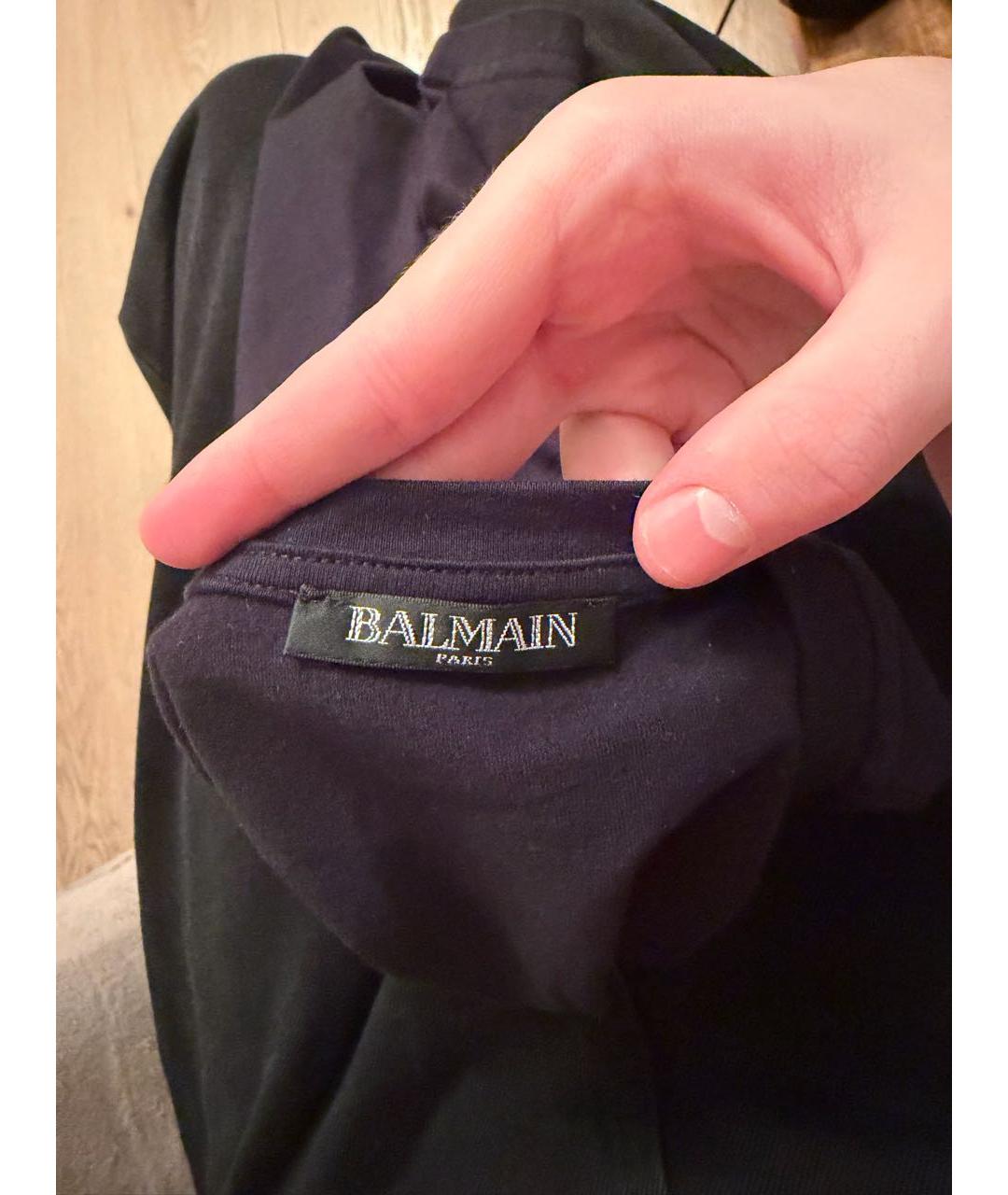 BALMAIN Черная хлопковая футболка, фото 4