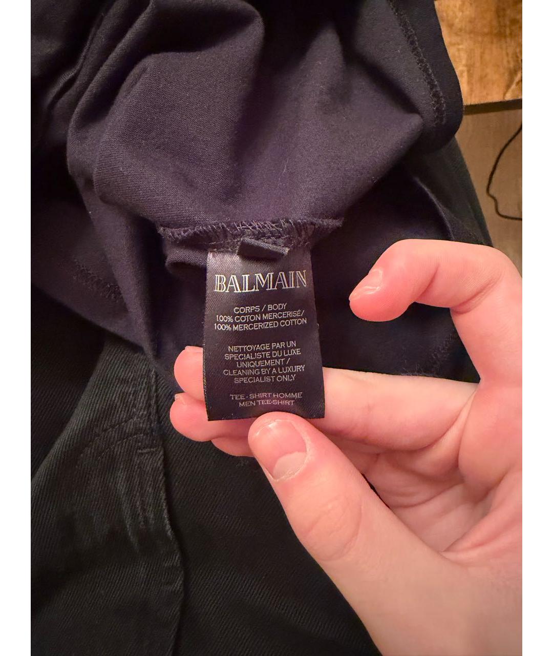 BALMAIN Черная хлопковая футболка, фото 5