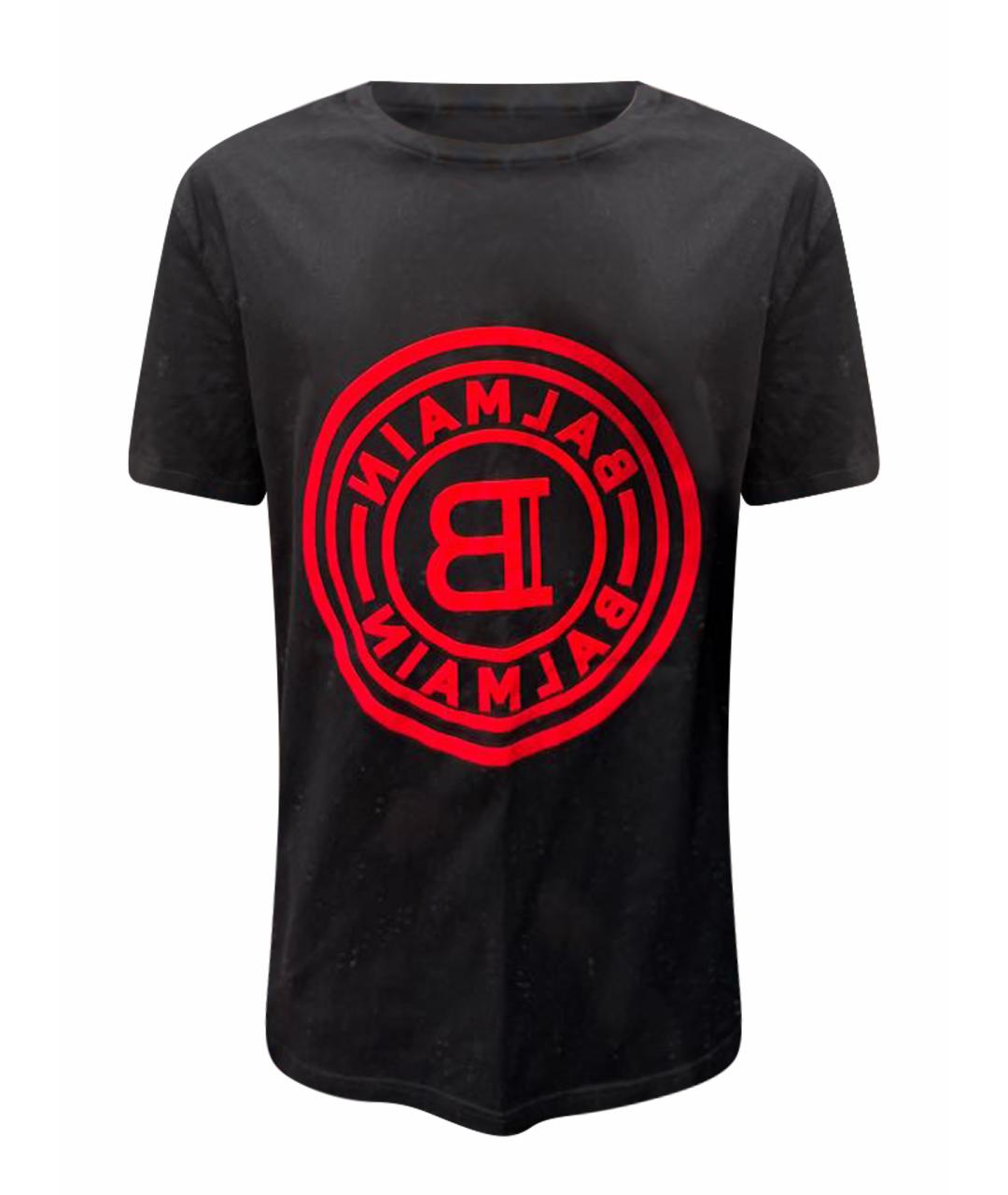 BALMAIN Черная хлопковая футболка, фото 1