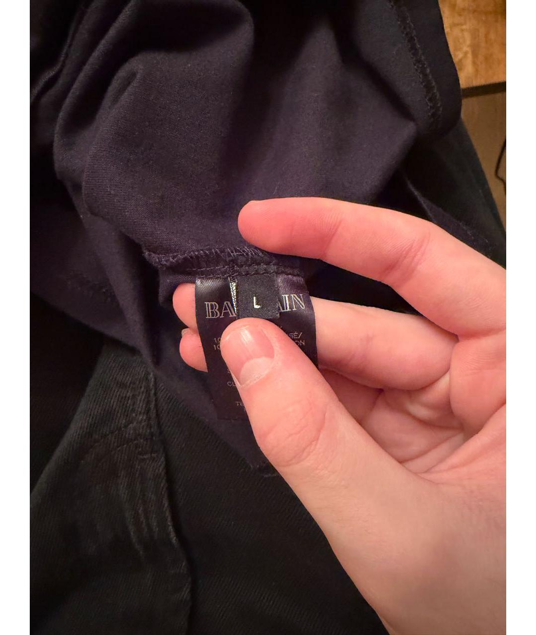 BALMAIN Черная хлопковая футболка, фото 6