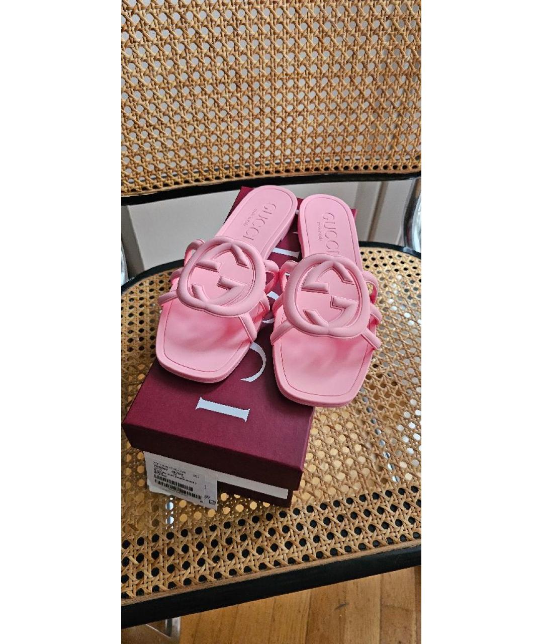 GUCCI Розовые резиновые шлепанцы, фото 2