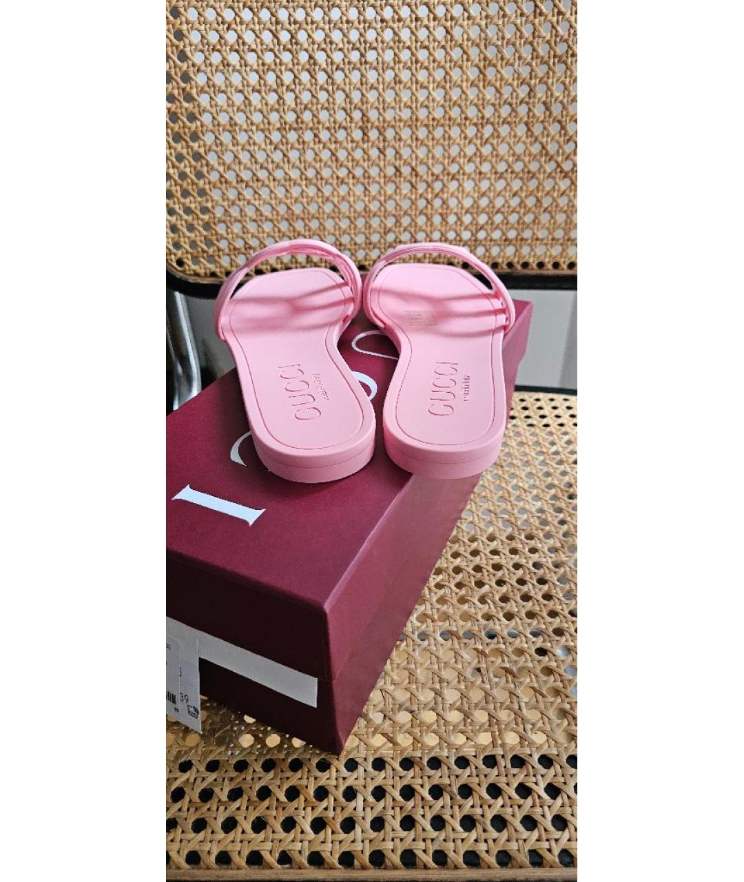 GUCCI Розовые резиновые шлепанцы, фото 4