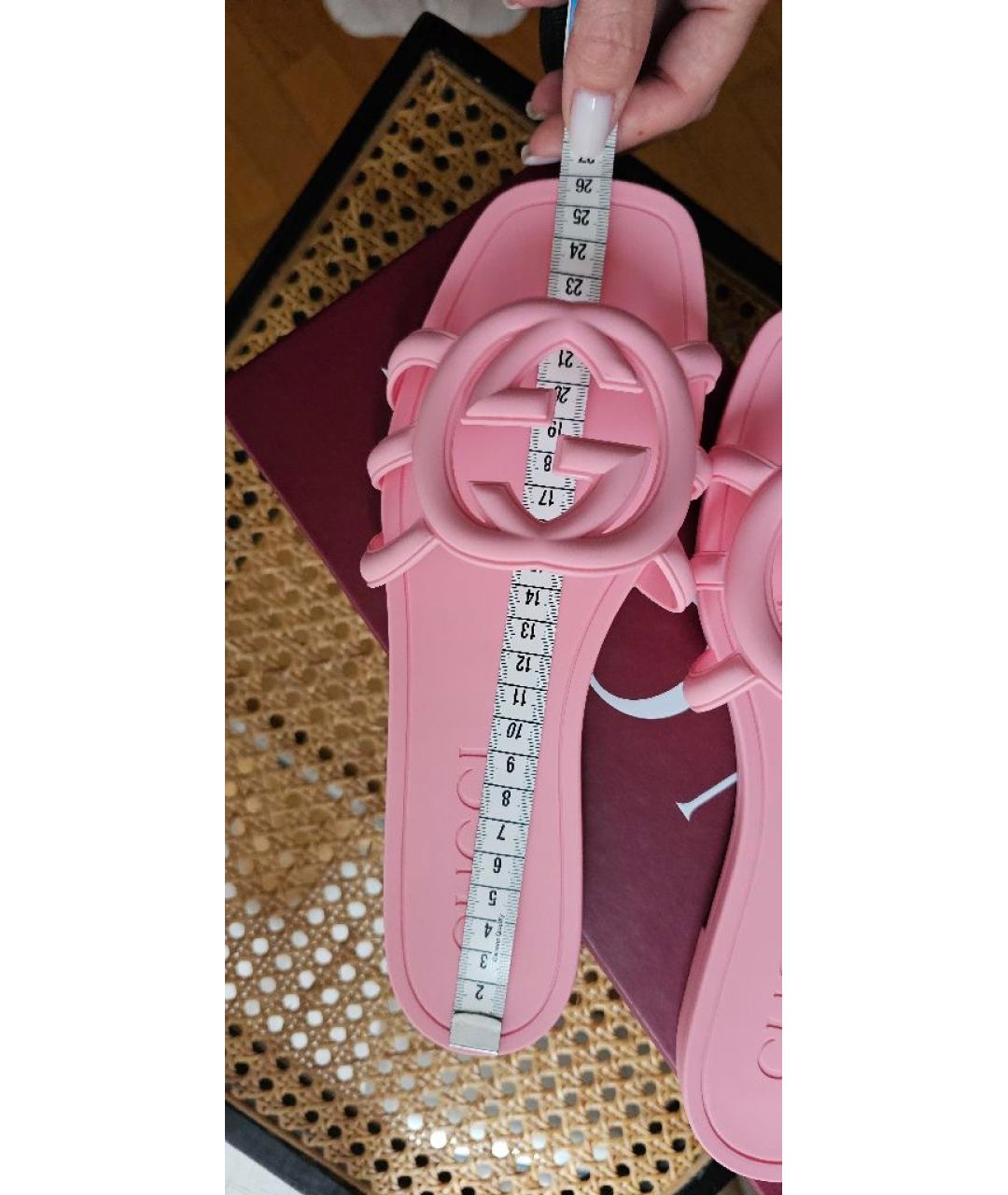 GUCCI Розовые резиновые шлепанцы, фото 7