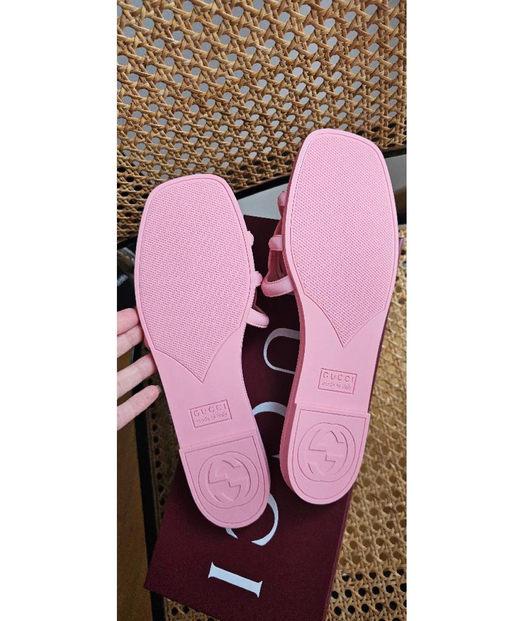 GUCCI Розовые резиновые шлепанцы, фото 6