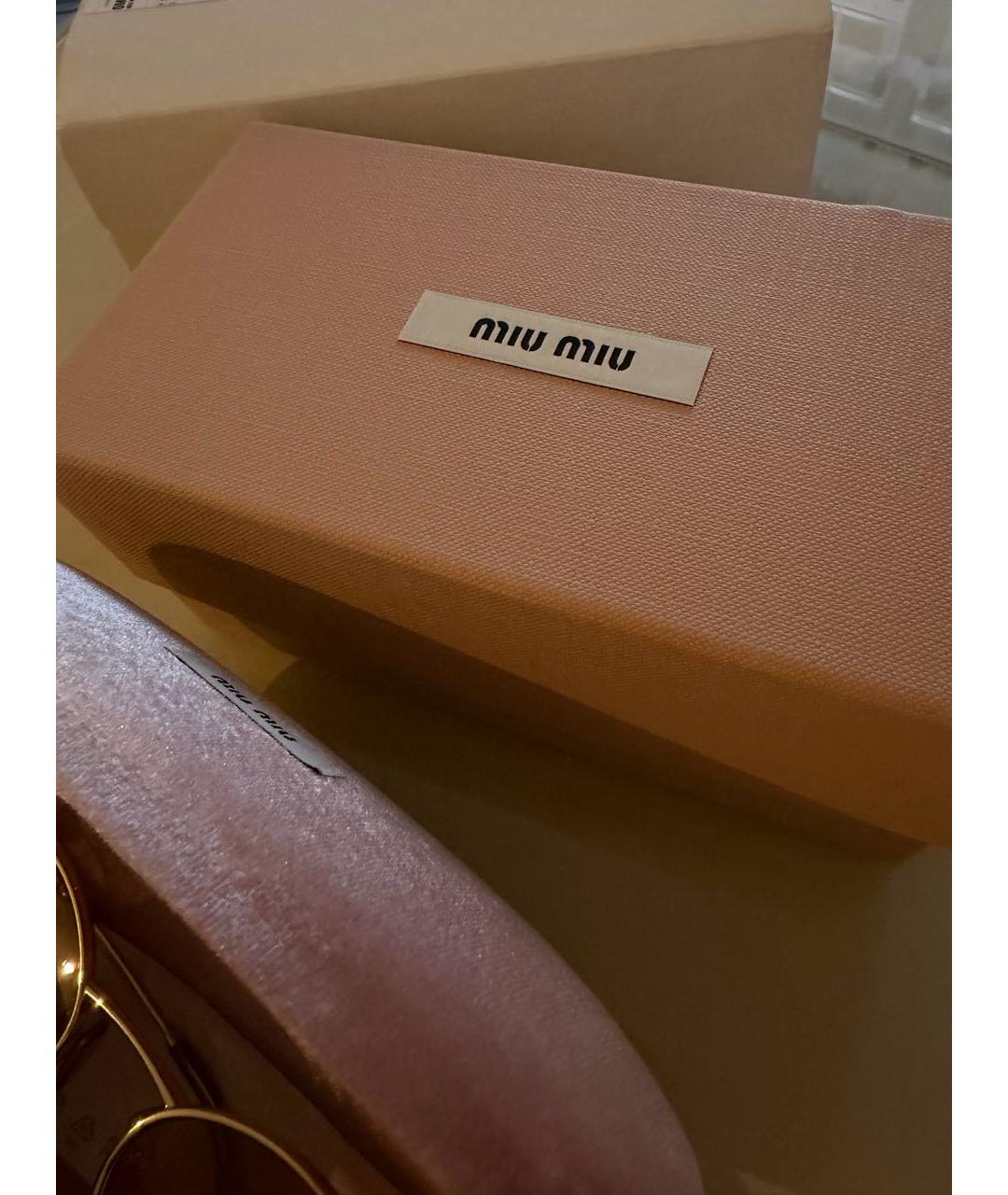 MIU MIU Золотые металлические солнцезащитные очки, фото 4