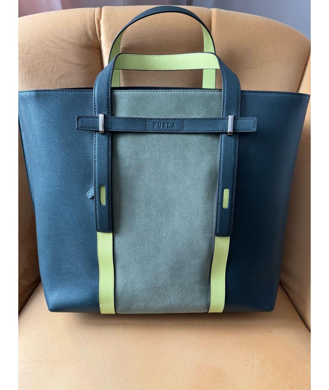 FURLA Зеленая кожаная сумка тоут, фото 5